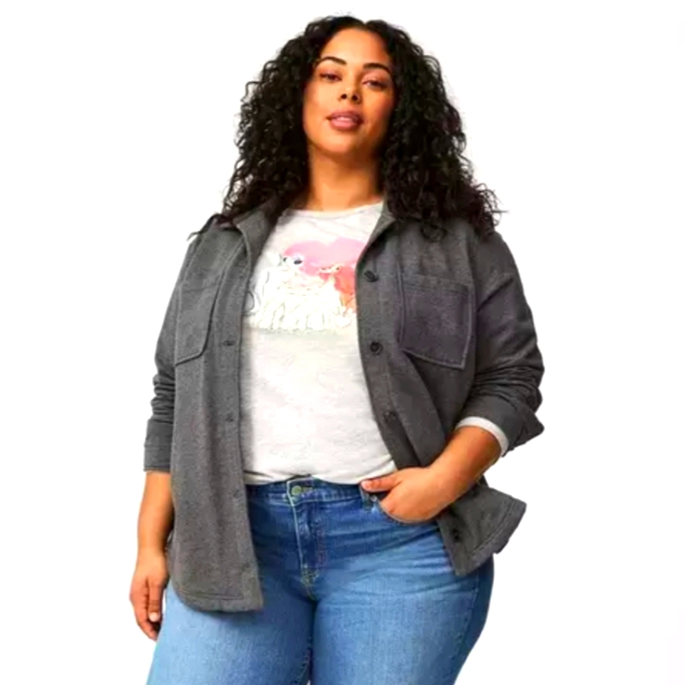🎉HPx2🎉 Torrid Gray Fleece Shacket